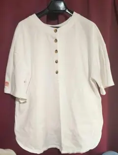 JaVa ホワイト 半袖 ボタン付き リバーシブルTシャツ