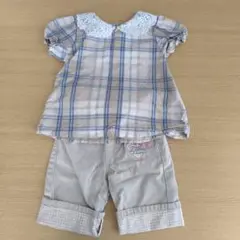 美品☆チェック柄トップスとショートパンツセット 100
