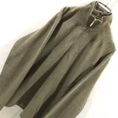 US古着 レトロ ジップアップ ニット セーター ブラウン XL