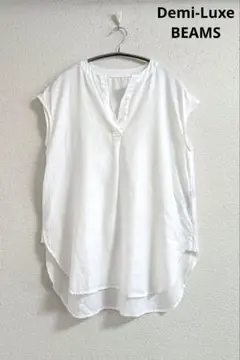 Demi-Luxe BEAMS 　リネン　スキッパーノースリーブシャツ　36