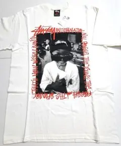 【M・新品】stussy African T シャツ／白 × 赤・正規品