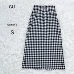 【GU】ギンガムチェック タイトスカートS細見え チェック柄 ロング