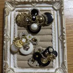 ハンドメイドボタンカボションヘアクリップ用素材2点セット⑧