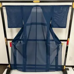 夏着物 絽 洗える着物 濃い紺 紋無し 色無地 化繊 T-7133