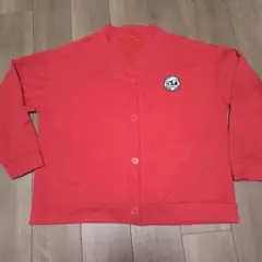パンダが可愛い カーディガン 赤 ポケット付き XL