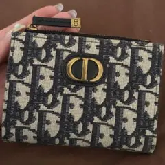 Christian Dior 二つ折り財布　ネイビー/ベージュ