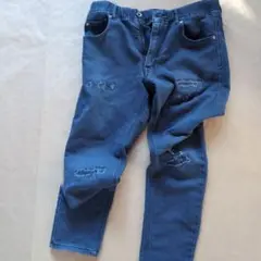 oblektダメージ加工 スリムフィット デニムパンツ