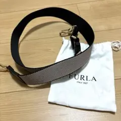 新品未使用‼️FURLA ショルダーストラップ　ベージュ　ブラック　本革　ゴールド