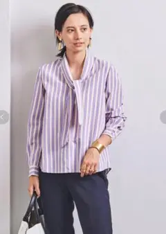 美品✨UNITED ARROWS UBCB R/N ストライプボウタイブラウス