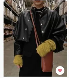 ROUND SHORT FAKE LEATHER JACKET