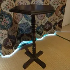 六角形木製テーブル ダークブラウン