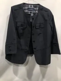 クリーニング済⭐︎BURBERRY LONDONノーカラージャケット メガチェック 2025年最新】BURBERRY LONDON カラー：ブラック系 ノーカラー