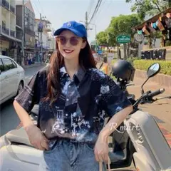 柄シャツ　レディース　派手シャツ　夏 おしゃれシャツ