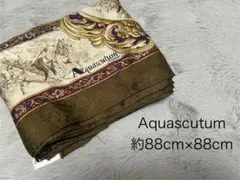 Aquascutum 馬と騎手デザイン スカーフ 約88cm×88cm