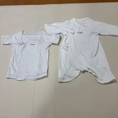 ミキハウス★ホワイト★新生児★ピュアベールロゴフライスコンビ肌着★短肌着セット
