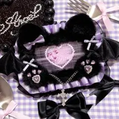 専用　ハンドメイド　名札ケース　名札デコ　猫耳　猫　ファー　サイン会　悪魔