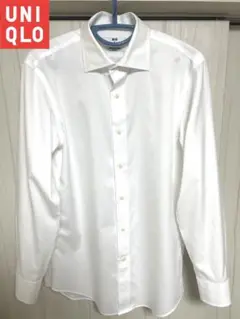 ユニクロ　ノンアイロン　スリム　セミワイド　シャツ　長袖　ホワイト　UNIQLO