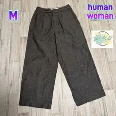 【美品】 human woman ワイドパンツ　コットン　リネン　M C9