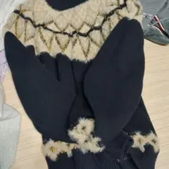 Ciaopanic ネイビー ファー付きニット Lサイズ