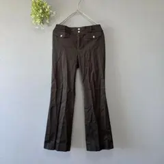 エンスウィート［L］上品クール◎美脚◎美シルエット◎大人のブラックフレアパンツ