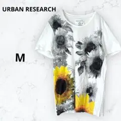 アーバンリサーチ Tシャツ 半袖 ひまわり プリント 水墨 白 38/M