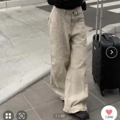 anyonemore コットン切替ワイドパンツ