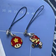 「新品未使用」マリオとキノコのストラップセット
