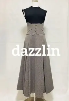 dazzlin ミニチェックコルセットフレアワンピース　S