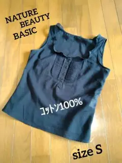NATURAL BEAUTY BASIC ノースリーブトップスp 黒 sizeS