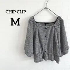 CHIP CLIP【M】チェック柄 五分袖ブラウス