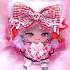 ぬい服 被り物 スタイ付き10cmぬい 裏地付き にじぱぺっと 赤 さくらんぼ