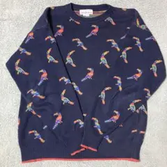 [一点もの]カラフル 柄ニット　ネイビー　古着