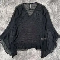 美品✨【relume】 黒 ドット柄 ブラウス (F) ステージ衣装