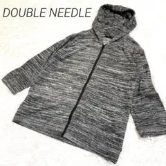 DOUBLE NEEDLE フード付きジャケット M ジップアップ　ポケットなし