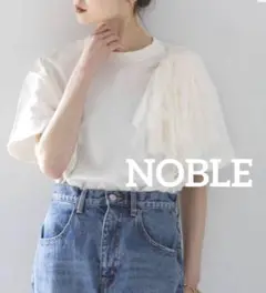 NOBLE ノーブル　コサージュ　Tシャツ　カットソー　ホワイト　2024SS