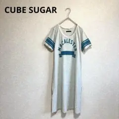 CUBE SUGAR フロッキープリントカットソーワンピース グレー M