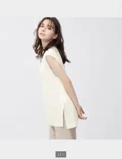 【GU】フレンチスリーブセーター オフホワイトL