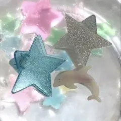 星型ラメバンズクリップ＆イルカヘアクリップ星形亮片丸子头发夹 & 海豚发夹