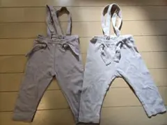 サスペンダー付きリブ編みパンツ2点セット