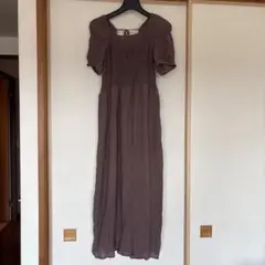 w closet ブラウン 半袖ロングワンピース