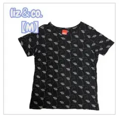 liz&co. Tシャツ 総柄 刺繍 ブラック レディース カジュアル 半袖