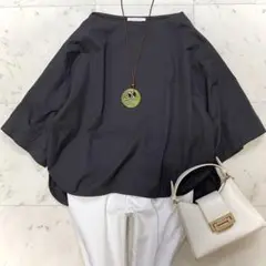 美品 ギャルリー ヴィー コンパクトコットンツイル ワイドスリーブブラウス