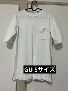 【gu】woman ロングT 五分袖　半袖　無地　ポケット