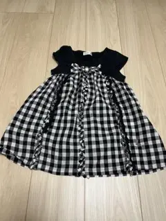ノースリーブ黒白チェックワンピース