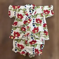 【美品】甚平　椿柄　80