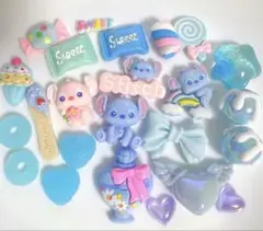 水色 スイーツ スティッチ デコパーツ アソート まとめ売り