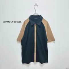 COMME CA NOUVEL| ジップアップ半袖シャツ【F】ロゴ メンズライク