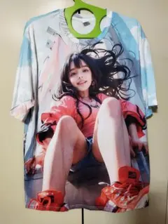 メンズプリントTシャツ【可愛いい笑顔の少女のプリント】大特価お値下げSALE