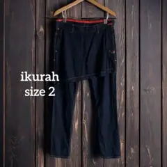 1229 ikurah イクラ ストレッチ レーヨン混合 インディゴ　パンツ