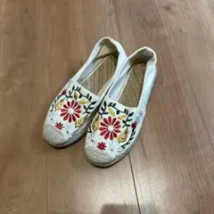 花柄刺繍キャンバスシューズ
